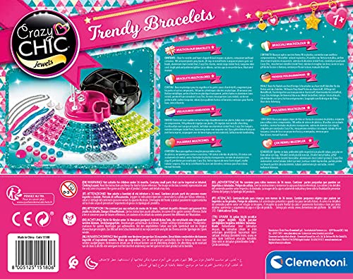 Clementoni - Crazy Chic Brazaletes Multicolor - abalorios y set para hacer pulseras infantiles a partir de 7 años (15180)