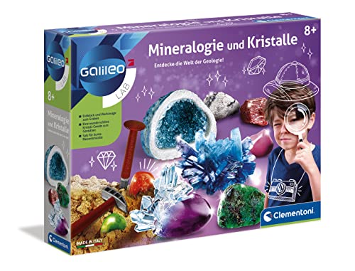 Clementoni Galileo Lab 59005-Juego mineralogía y Cristales para niños a Partir de 8 años, Incluye Herramientas de excavación y geoda de Cristal, Talla única, Mittel (59005.6)