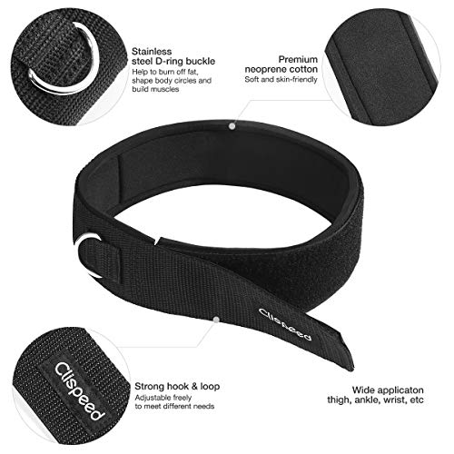 CLISPEED 2 correas para el muslo de fitness acolchadas con anillo en D y correa de tobillo para gimnasio, máquinas de cable, correas para el muslo, para hombres y mujeres