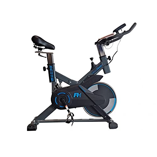 Clover Fitness - Bicicleta estática Bestia Sports R, Indoor-bike, Semi Profesional, Rueda de inercia 21kg piñon fijo,Transmisión por Correa, sillín Ajustable y Pantalla LCD