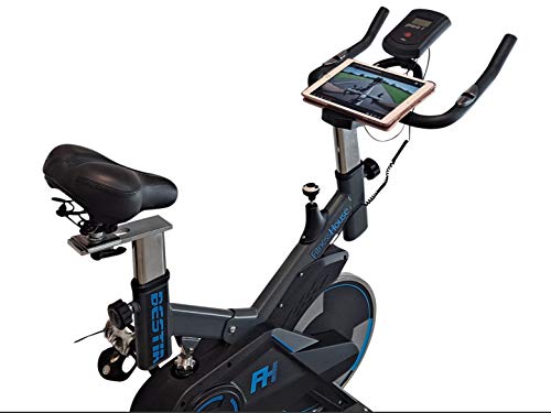 Clover Fitness - Bicicleta estática Bestia Sports R, Indoor-bike, Semi Profesional, Rueda de inercia 21kg piñon fijo,Transmisión por Correa, sillín Ajustable y Pantalla LCD