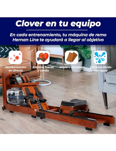 Clover Fitness - Máquina de Remo Plegable de Madera, Remo de Agua, Clover Rowing Adultos Unisex, 2130x520x560mm