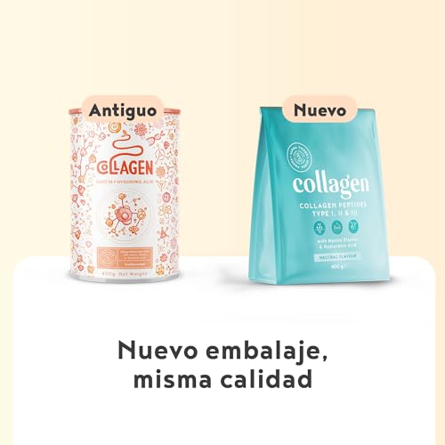 Colágeno con Ácido Hialurónico Sin sabor - Péptidos Hidrolizado de Colágeno de tipo I, II, III - con Elastina Marina Hidrolizada en polvo para Músculos y Articulaciones - 400 gr Alpha Foods