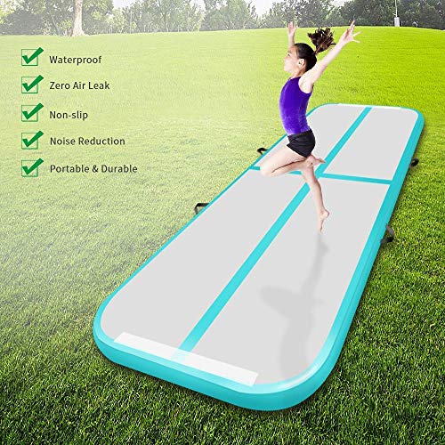 colchoneta gimnasia artistica matte gimnasia 10cm Altura 3M tumbling gimnasia colchoneta Inflable Tumbling Mat Estera de Yoga Taekwondo con Bomba eléctrica, Verde