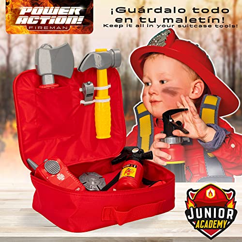 COLORBABY 49958 - Kit bombero para niño con maletín, chaleco y accesorios / Maletín de bomberos para niños, juguetes para niños / Accesorios de bomberos, juguetes