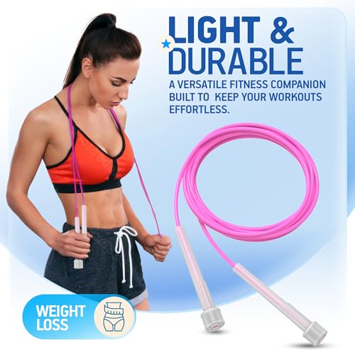 Comba Crossfit PORTENTUM Ligera, con Mangos de Plástico Ergonómicos y Resistentes al Sudor, Comba de Saltar de Longitud Ajustable - Ideal para Fitness, Boxeo, Crossfit y otros Deportes - 2.8 metros