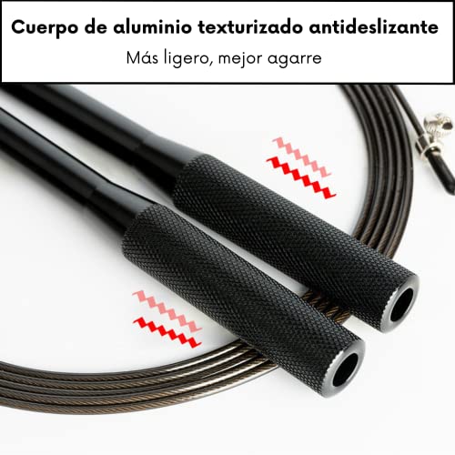 Comba Crossfit Profesional de Aluminio, Combas Fitness con Rodamientos y Mango Antideslizante, Jump Rope, Cuerda de Saltar Boxeo. Para Mujer y Hombre (Azul)