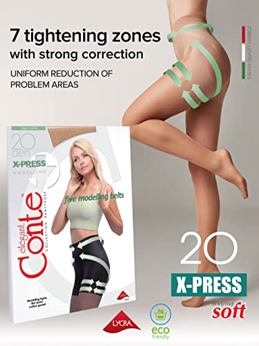 Conte elegant Mallas moldeadoras de mujer con efecto push-up - Mallas moldeadoras de mujer lisas X-PRESS 20 color Talla natural 3