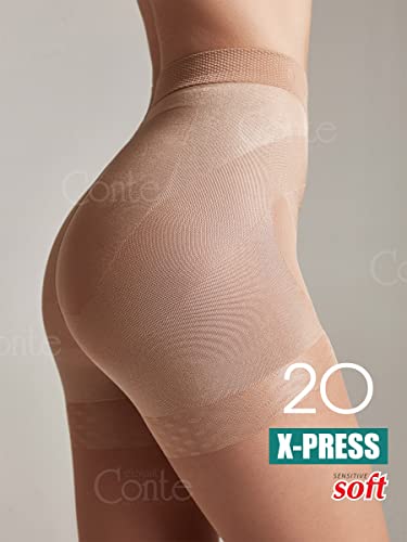 Conte elegant Mallas moldeadoras de mujer con efecto push-up - Mallas moldeadoras de mujer lisas X-PRESS 20 color Talla natural 3