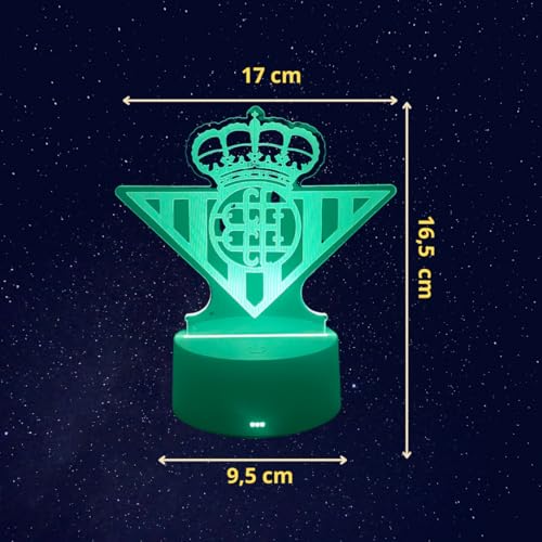 Cool&Cute Lámpara led mesita de Noche Real Betis-2 pantallas a precio de 1: Escudo Betis + Pantalla lisa para escribir o dibujar-lápiz-16 colores de luz-portátil-mando a distancia-cargador