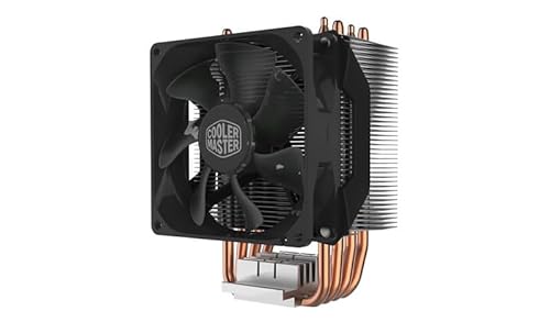 Cooler Master Hyper H412R Disipador CPU - Sistema Refrigeración Bajo Perfil, Tecnología Contacto Directo, 4 Heat Pipes Cobre, Heatsink Aluminio Compacto con Ventilador 92mm PWM, Compatible Intel y AMD