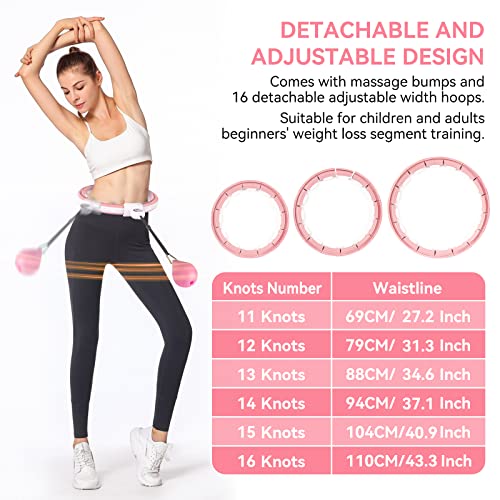 Coollia Hula Hoop Fitness Adultos y Niños,no se Cae y Ajustable, para pérdida de Peso y Fitness, Smart Hula Hoop Masaje de 360° con 16 segmentos para Bajar de Peso, Apto para Principiantes