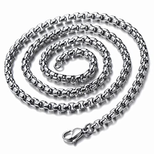 COOLSTEELANDBEYOND Mano Levantamiento Pesas Barra con Pesas Pesa de Gimnasia Colgante, Collar Hombre, Acero, Cadena Trigo 75CM, Color Plata