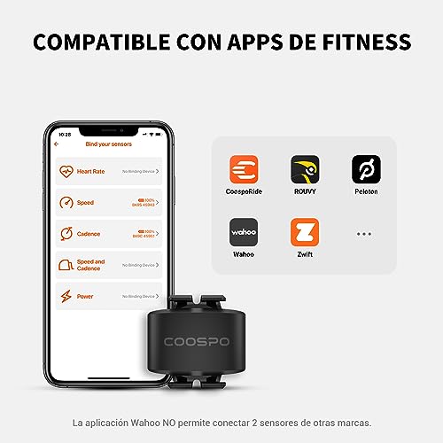 COOSPO BK9C Sensor de Cadencia para Ciclismo, Bluetooth5.0 Ant+ y 300H Duración de la Batería Resistente al Agua IP67，Cadence Sensor Inalámbrico de RPM de Bicicleta