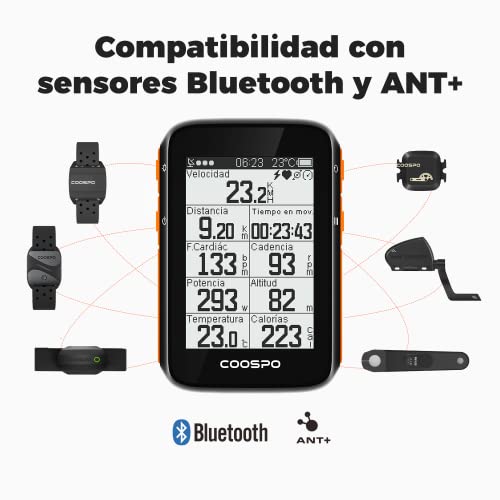 COOSPO Ciclocomputador GPS Computadora Bicicleta Inalámbrica Ordenador de Ciclismo Pantalla LCD de 2.6 Pulgadas por Impermeable Bicicleta de Carretera MTB Bicicleta