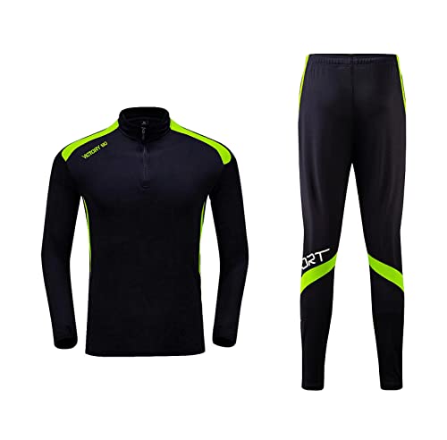 Coralup Kit de fútbol para niños y niñas, conjunto de ropa deportiva XS/8-9 años, Verde Negro