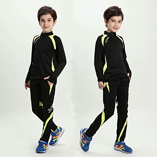 Coralup Kit de fútbol para niños y niñas, conjunto de ropa deportiva XS/8-9 años, Verde Negro