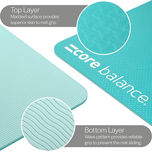 Core Balance Esterilla antideslizante para yoga, pilates, fitness - Material TPE súper resistente, alta densidad - Alfombrilla 6mm cómoda, ligera, compacta, con correas, 183 x 65cm, 6 colores