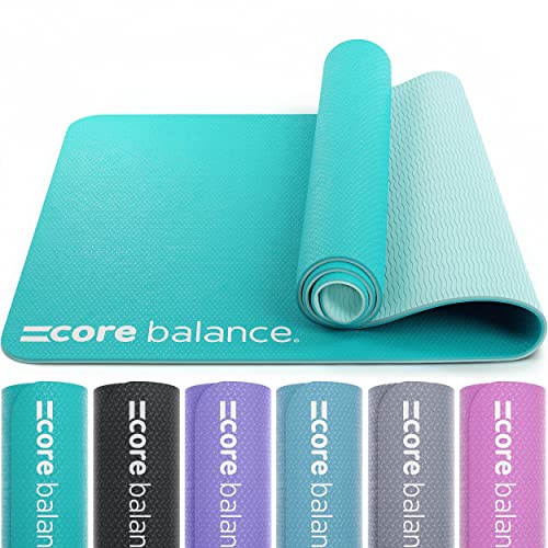 Core Balance Esterilla antideslizante para yoga, pilates, fitness - Material TPE súper resistente, alta densidad - Alfombrilla 6mm cómoda, ligera, compacta, con correas, 183 x 65cm, 6 colores