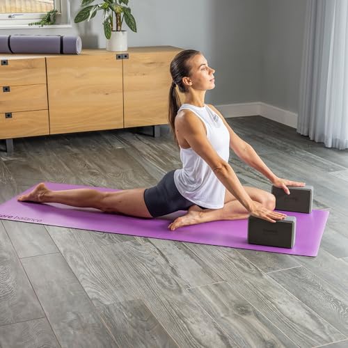 Core Balance Set Bloque Espuma Yoga con Correa - Ladrillo Soporte De Yoga Pilates. Alta Densidad, Resistente, Firme, Ligero - Correa Algodón con Hebilla D Gratis, 5 Colores