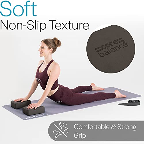 Core Balance Set Bloque Espuma Yoga con Correa - Ladrillo Soporte De Yoga Pilates. Alta Densidad, Resistente, Firme, Ligero - Correa Algodón con Hebilla D Gratis, 5 Colores