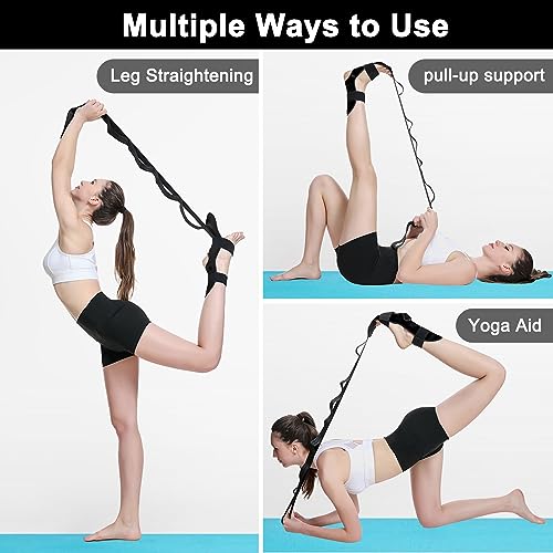 Correa de estiramiento Yoga+banda elástica Fitness,Foot Stretcher Fitness Strap extensible de entrenamiento elástico banda para ballet danza, fisioterapia, flexibilidad de las piernas