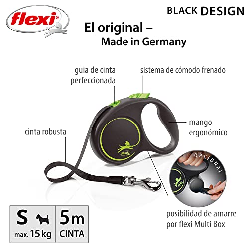 Correa Flexi Black Design S Cinta 5M Verde