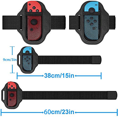 Correa para Nintendo, Correa de Pierna para Joy-Con, Correa Elástica Ajustable para Joy-Con, Correa de Muñeca para Switch, Joy-Cons Accessories, para Danza, Gimnasio, Exterior, Interior (Negro)