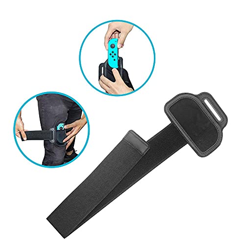 Correa para Nintendo, Correa de Pierna para Joy-Con, Correa Elástica Ajustable para Joy-Con, Correa de Muñeca para Switch, Joy-Cons Accessories, para Danza, Gimnasio, Exterior, Interior (Negro)