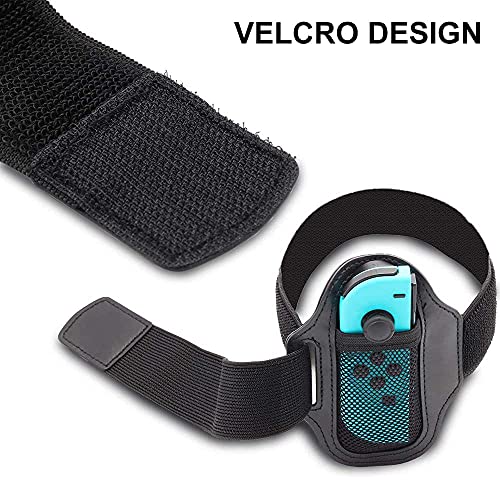 Correa para Nintendo, Correa de Pierna para Joy-Con, Correa Elástica Ajustable para Joy-Con, Correa de Muñeca para Switch, Joy-Cons Accessories, para Danza, Gimnasio, Exterior, Interior (Negro)