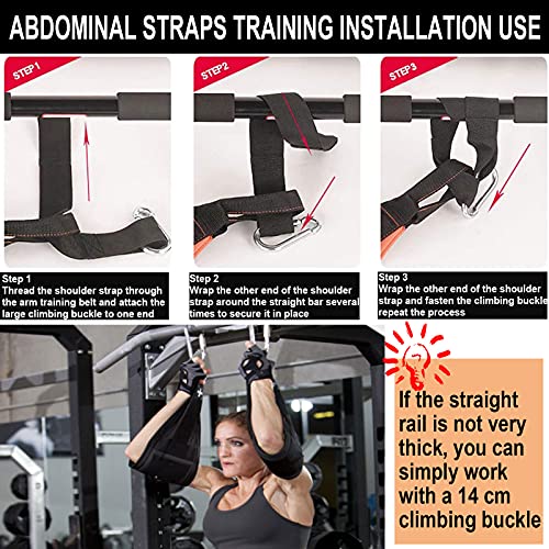 Correas Abdominales Ab Straps para Entrenamiento Abdominal 1 par Correas Permanentes para Abdominales Fitness Barra de Tracción Entrenadores de Abdominales hasta 200 kg con Correas Colchadas (Negro)