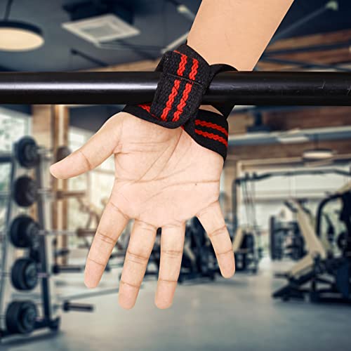 Correas de elevación Acolchadas Figura 8 Correas de muñeca, Peso Resistente, Doble Bucle, Entrenamiento de Culturismo, Gimnasio, Barra de Mano, Antideslizante, Soporte de Peso Muerto (Negro/Rojo)