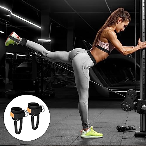 Correas de Tobillo para Máquinas de Cable Ajustable Tobillera para Polea con Doble Anilla en D Puños de Tobillo para Entrenamiento de Piernas y Glúteos 2 Piezas