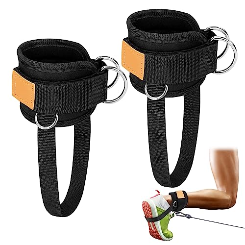 Correas de Tobillo para Máquinas de Cable Ajustable Tobillera para Polea con Doble Anilla en D Puños de Tobillo para Entrenamiento de Piernas y Glúteos 2 Piezas