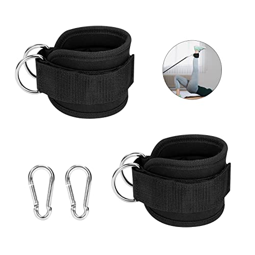 Correas de Tobillo para Máquinas de Cable Ajustable Tobillera para Polea con Doble Anilla en D Puños de Tobillo para Entrenamiento de Piernas y Glúteos 2 Piezas