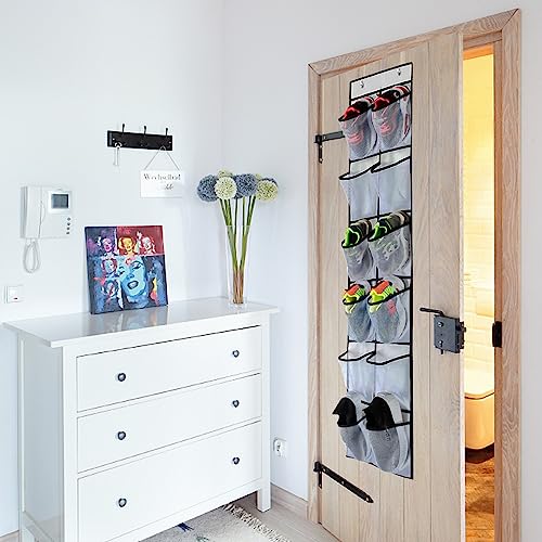 CORTNEY Estanteria Puerta Colgante Plegable, Organizador de Zapatos para Colgante con 12 Bolsillos para Calzado, Ropa, Cinturones y Accesorios