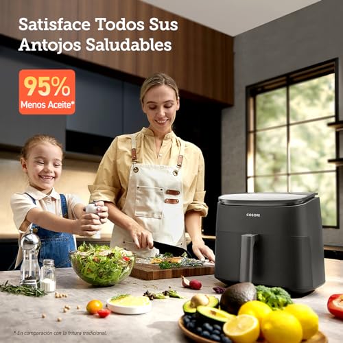 COSORI Freidora de Aire Turbo Blaze™ 6L, Air Fryer 46% Más Rápida con Motor DC, Freidora sin Aceite 9 en 1, con 96 Recetas de Chef, Apta para Lavavajillas, Freír, Hornear, Asar, Deshidratar, 1725W