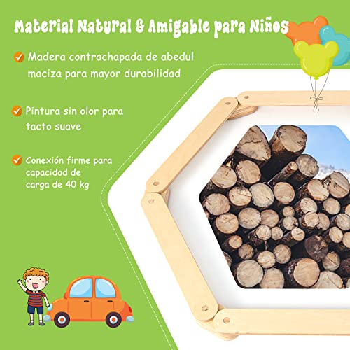 COSTWAY Barra de Equilibrio de Madera y Piedrecita, Carrera de Obstáculos de Gimnasia para Niños de 12 Piezas, Juguete Montessori de Madera para Interior/Exterior, Regalo para Niños de 3 a 7 Años