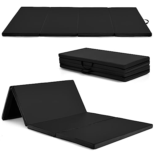 COSTWAY Colchoneta de Gimnasia, Alfombrilla de Suelo Suave 240x120x5 centímetros, Colchoneta de Ejercicio Plegable para Yoga Fitness Hogar (Negro)