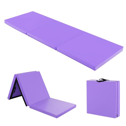 COSTWAY Colchoneta de Gimnasia Plegable 180x60x5cm Estera Suave de Yoga Entrenamiento Fitness (Morado)