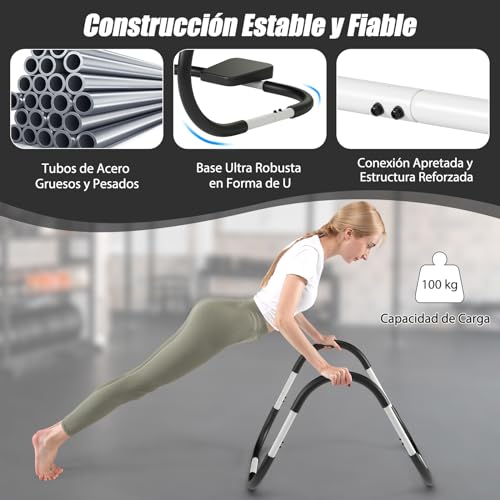 COSTWAY Entrenador de Fitness AB Trainer, Entrenador de Ejercicios de Fuerza Abdominales, Reposacabezas Acolchado (blanco)