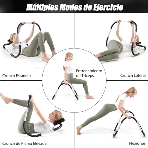 COSTWAY Entrenador de Fitness AB Trainer, Entrenador de Ejercicios de Fuerza Abdominales, Reposacabezas Acolchado (blanco)