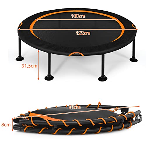 COSTWAY Mini Cama Elástica de φ120 cm Trampolín Fitness para Interior y Exterior para Niño y Adulto (Naranja)