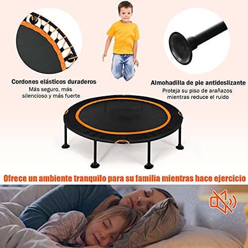 COSTWAY Mini Cama Elástica de φ120 cm Trampolín Fitness para Interior y Exterior para Niño y Adulto (Naranja)