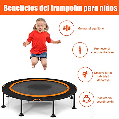 COSTWAY Mini Cama Elástica de φ120 cm Trampolín Fitness para Interior y Exterior para Niño y Adulto (Naranja)