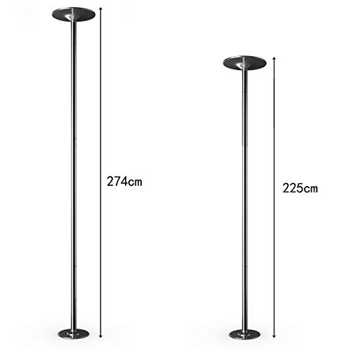 COSTWAY Pole Dance Barra de Baile Giratoria y Estática de 45 mm de Acero Inoxidable Profesional Altura Ajustable 2,23-2,74m, Danza Ejercicio hasta 200 kg (estilo 1)