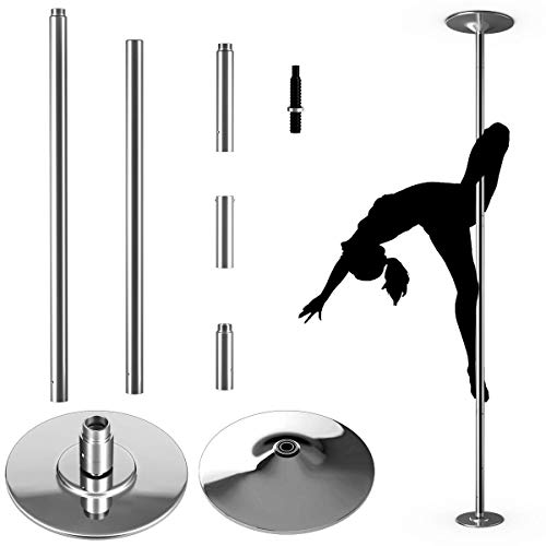 COSTWAY Pole Dance Barra de Baile Giratoria y Estática de 45 mm de Acero Inoxidable Profesional Altura Ajustable 2,23-2,74m, Danza Ejercicio hasta 200 kg (estilo 1)