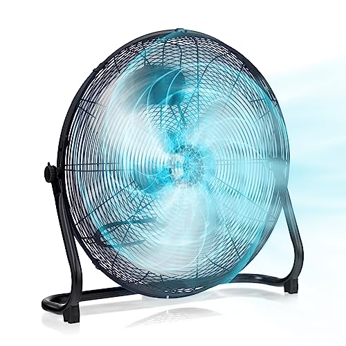 COSTWAY Ventilador Industrial de 160W, Ventilador Portatil Potente con 3 Velocidades, Ventilador Frio con Aspas de Metal φ51cm, con Ángulo de Inclinación Ajustable de 145°, para Hogar, Negro