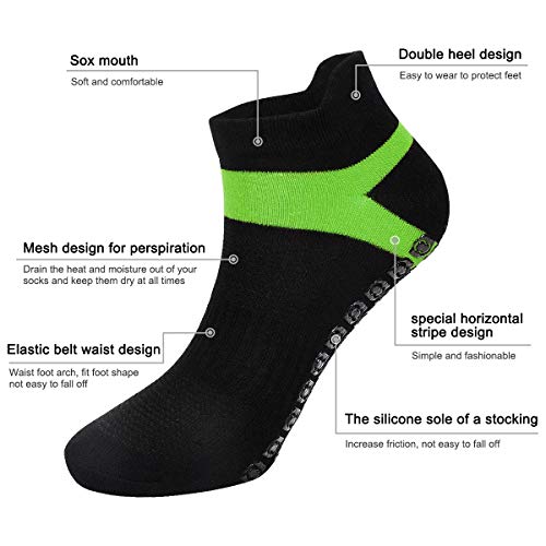 Cozlly 4 Pares Calcetines de Yoga Antideslizantes para Mujeres y Hombre, Pilates Calcetines, Algodón Calcetines Deportivos para Ejercicio Interior, Yoga, Pilates, Fitness Gimnasia Ballet, EU35-42