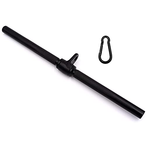 C.P. SPORTS Barra de bíceps Negra con mosquetón de 8 mm, Acero Macizo, para Ejercicios de tracción en estación de Fuerza y Torre de Cable | para Culturismo, Deportes de Fuerza, Fitness